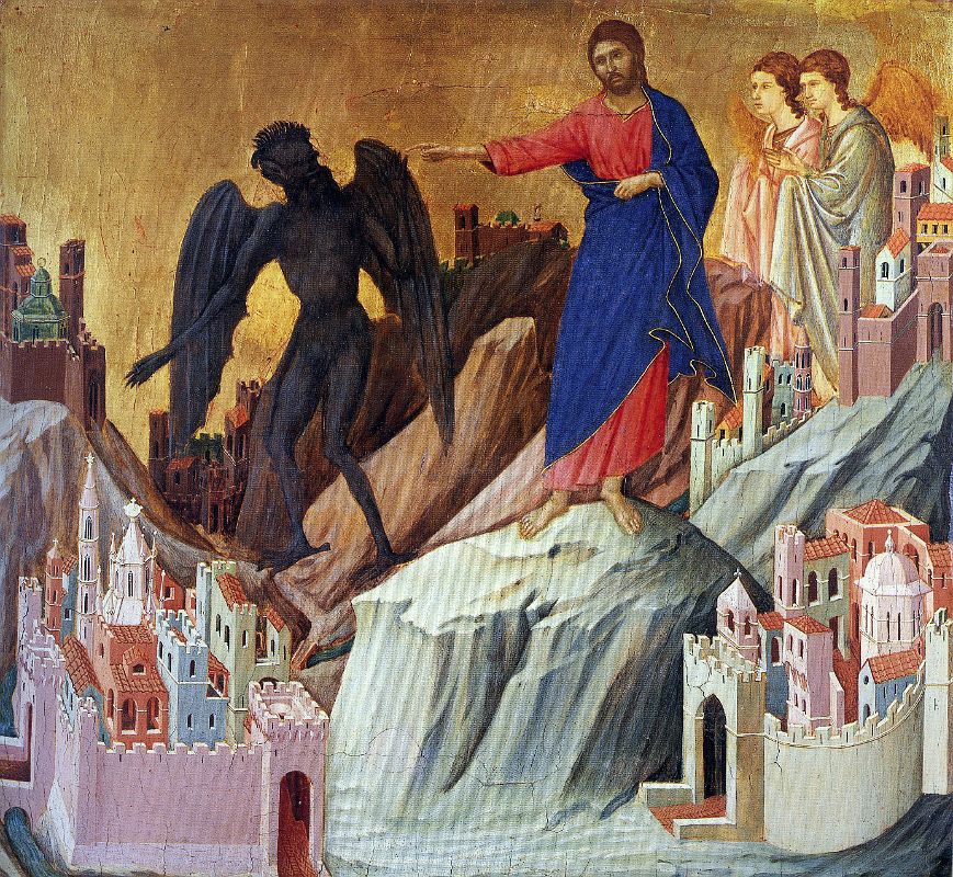 07 The Temptation Of Christ On The Mountain - Duccio Di Buoninsegna 1308-11 Frick Collection New York City